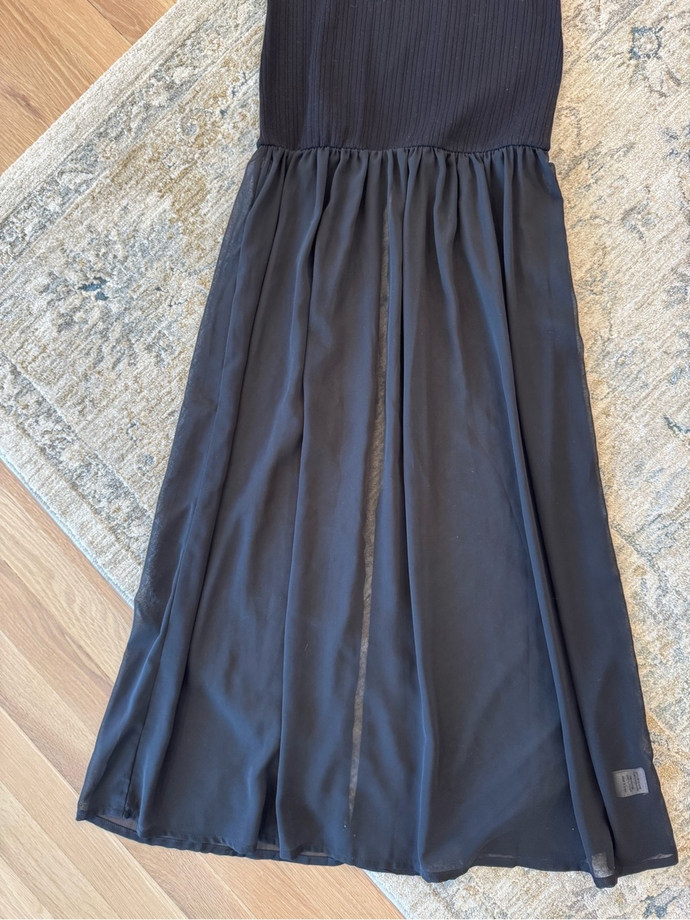 Bobbles & lace Black Sleeveless Maxi Dress with Fitted Bodice & sheer skirt - Picture 3 of 8